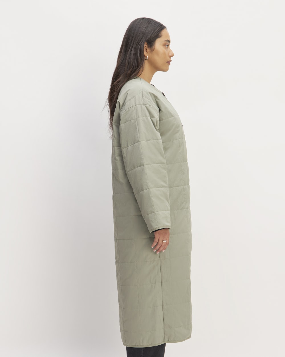 The ReNew Quilted Long Liner | Sage Green