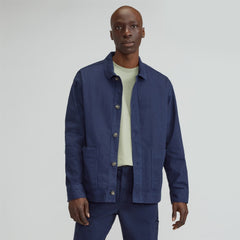 The Organic Cotton Herringbone Utility Jacket | Navy