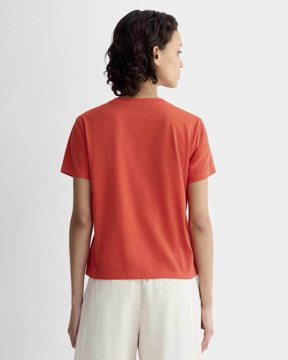 The Box-Cut Tee in Essential Cotton | Poppy Red | No Pocket