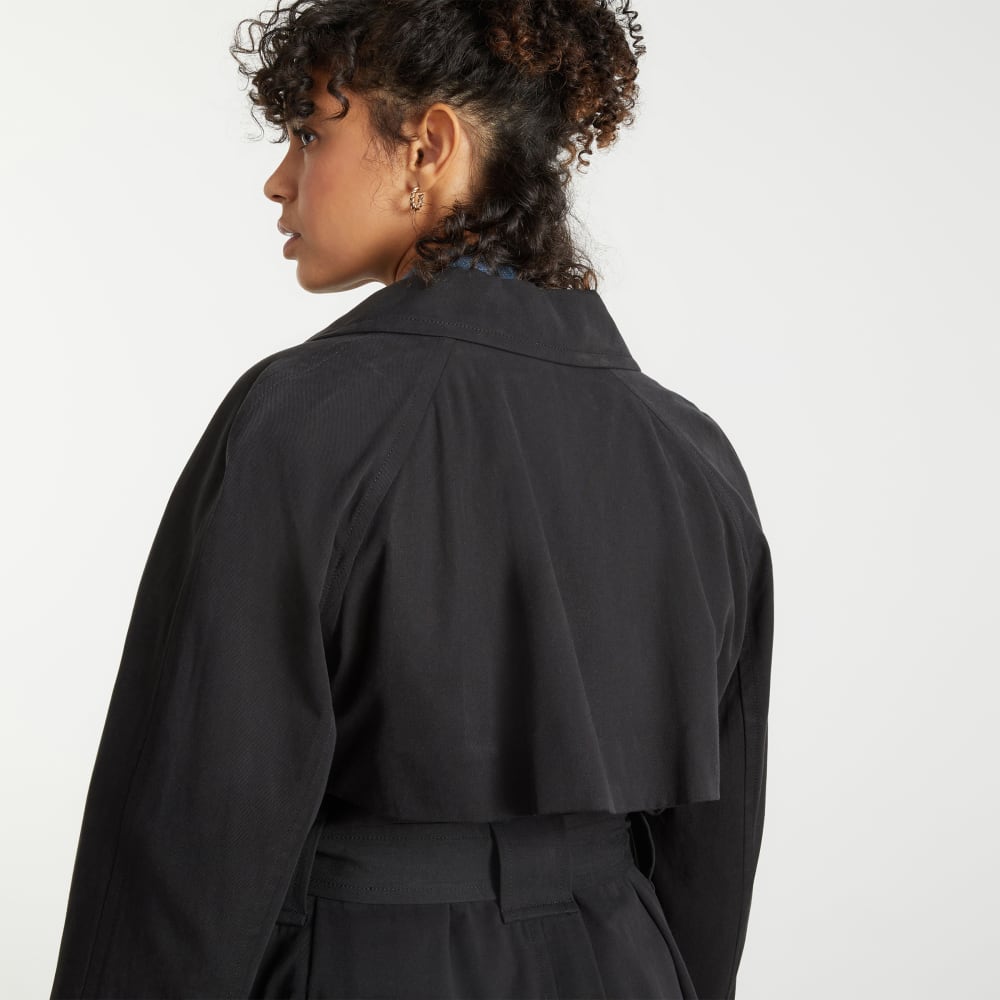 The Gathered Drape Trench | Black