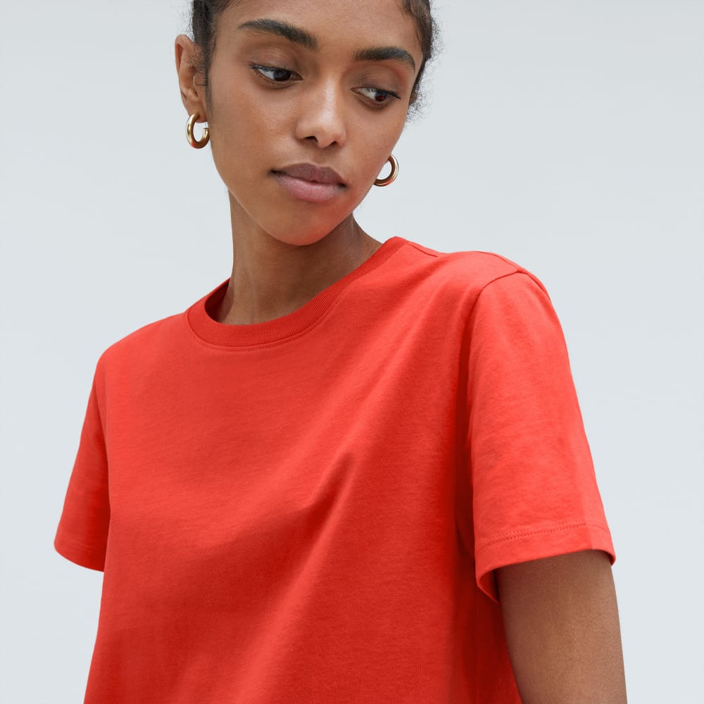 The Box-Cut Tee in Essential Cotton | Red Orange | No Pocket