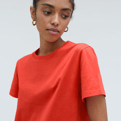 The Box-Cut Tee in Essential Cotton | Red Orange | No Pocket