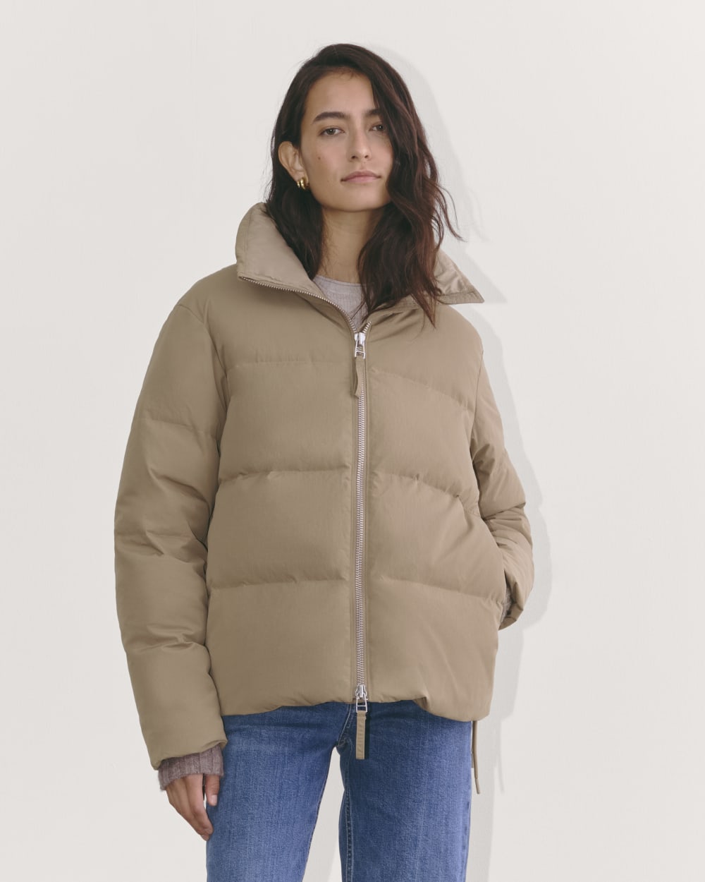 The Puffer Bomber | Taupe Grey