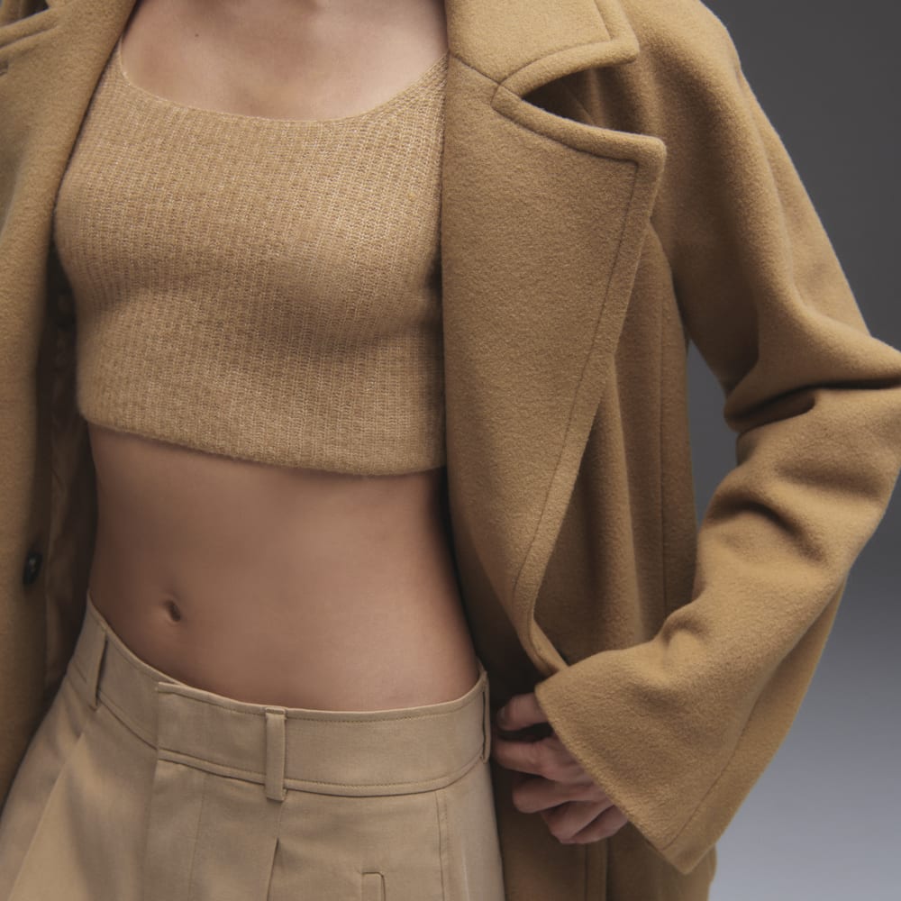 The Italian ReWool® Long Peacoat | Camel