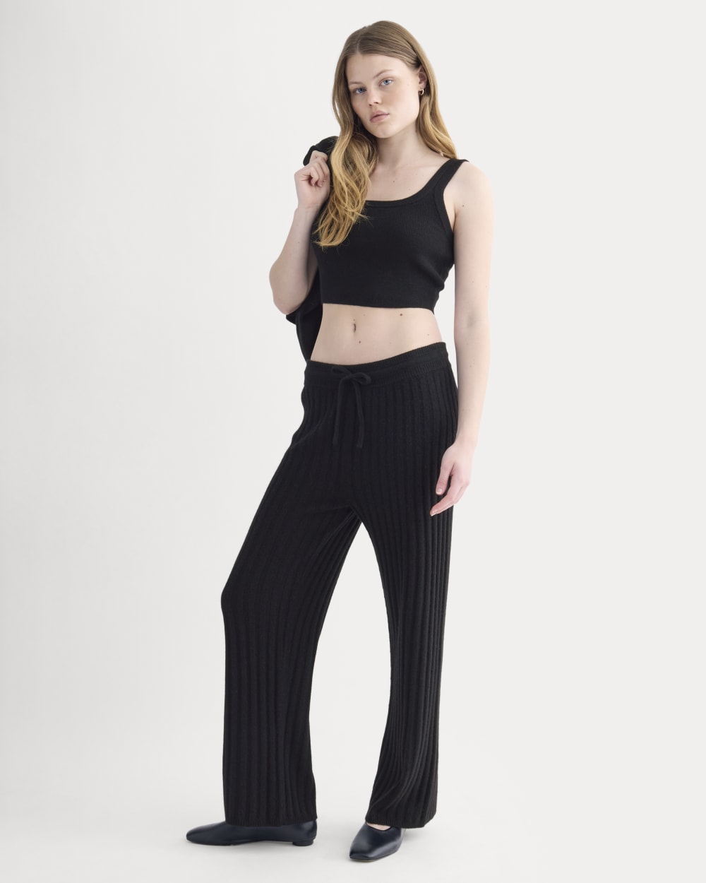 Cashmere Cropped Tank | Black