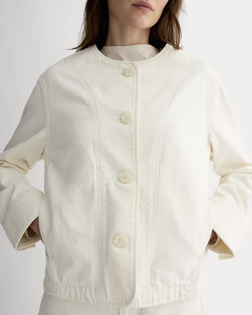 The Denim Barrel Jacket | Calico Ecru