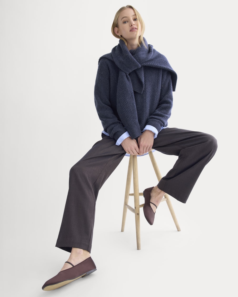 Cashmere Herringbone Sweater | Indigo