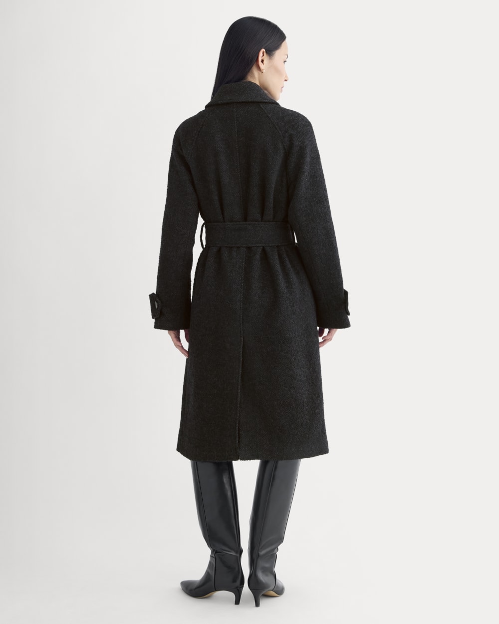 Italian Belted Overcoat | Carbone/Black
