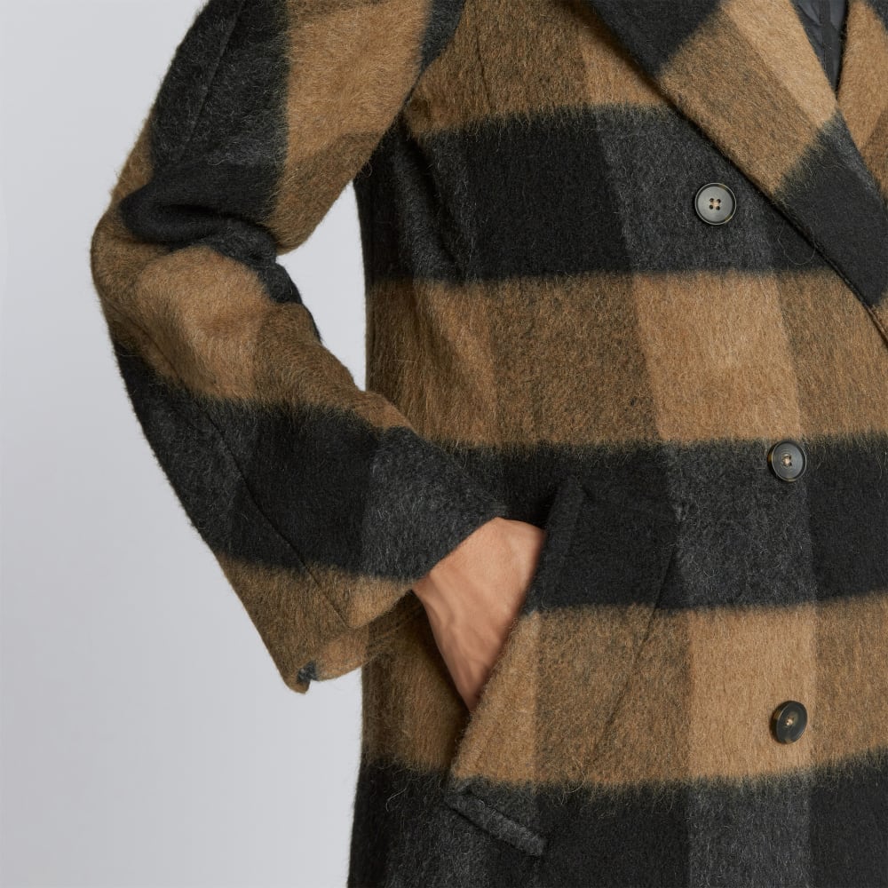 The Brushed Italian ReWool® Peacoat | Camel Buffalo Check