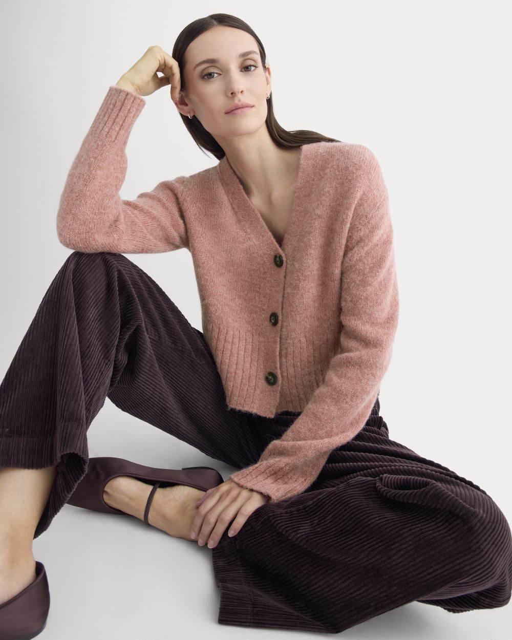 High V Cropped Cardigan in Alpaca | Heather Ash Rose