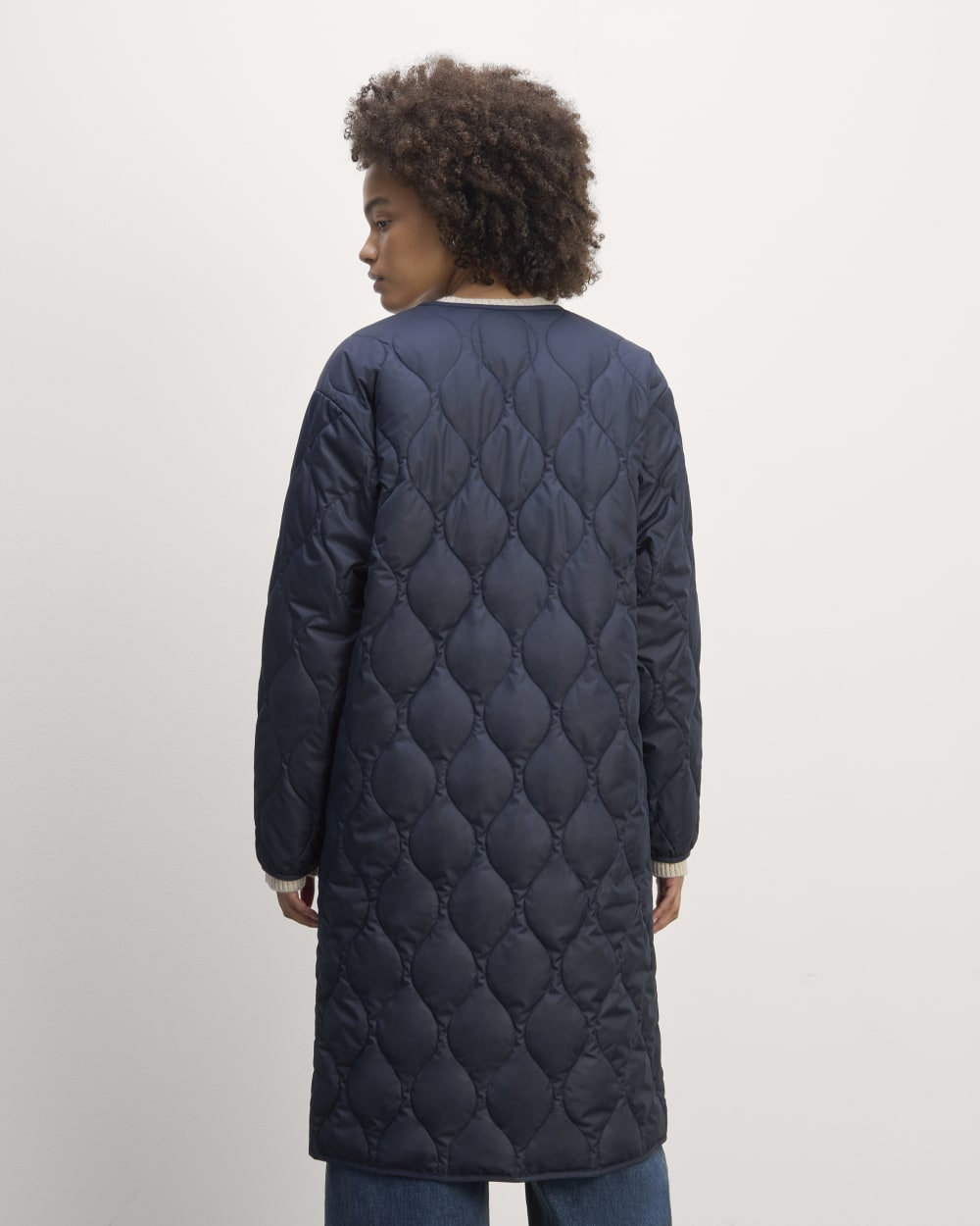 The Long Quilted Liner | Navy