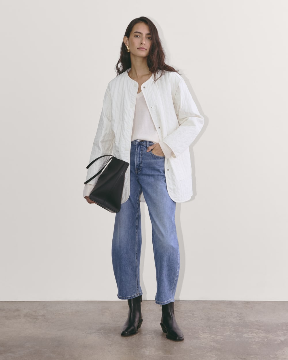 The Midi Quilted Liner | Bone