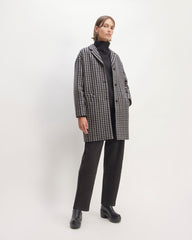 The Italian ReWool® Cocoon Coat | Grey / Charcoal / Navy Check