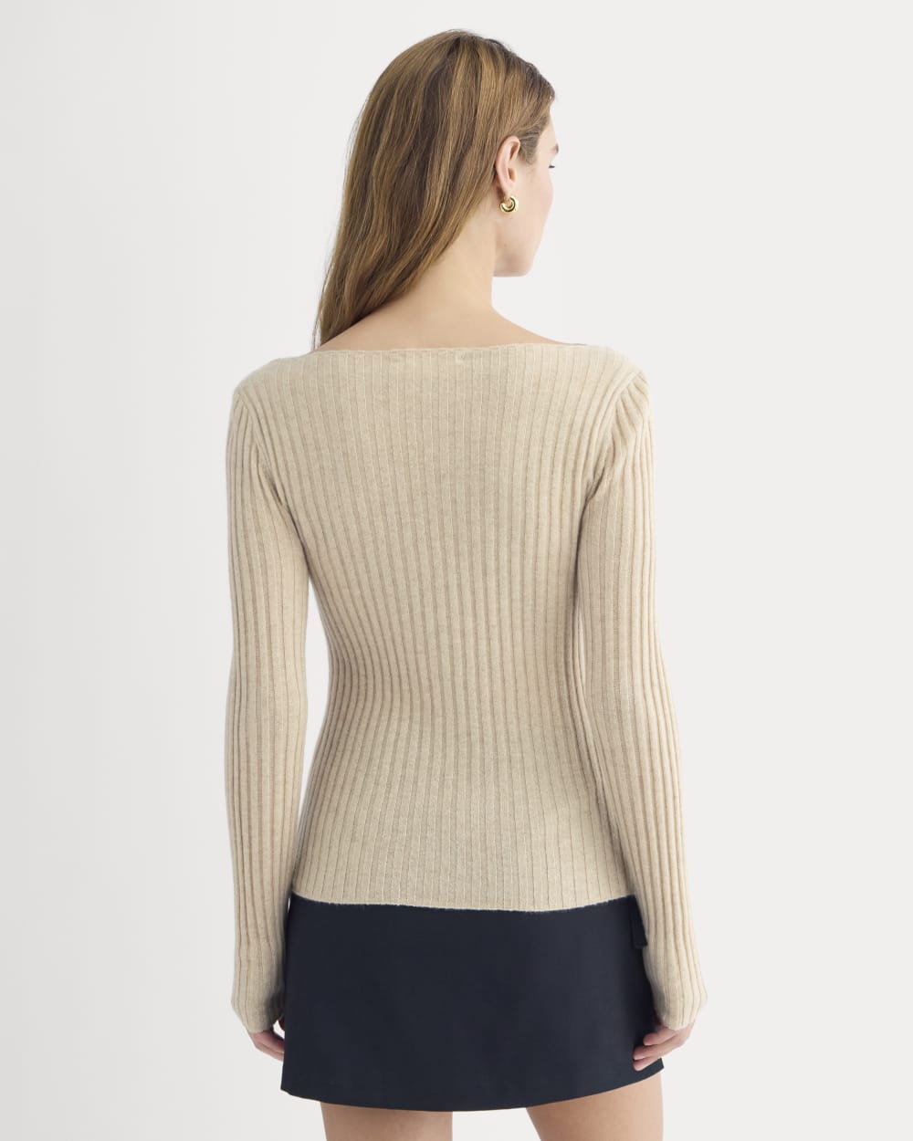 Cashmere Ribbed Boat-Neck Sweater | Heather Light Camel