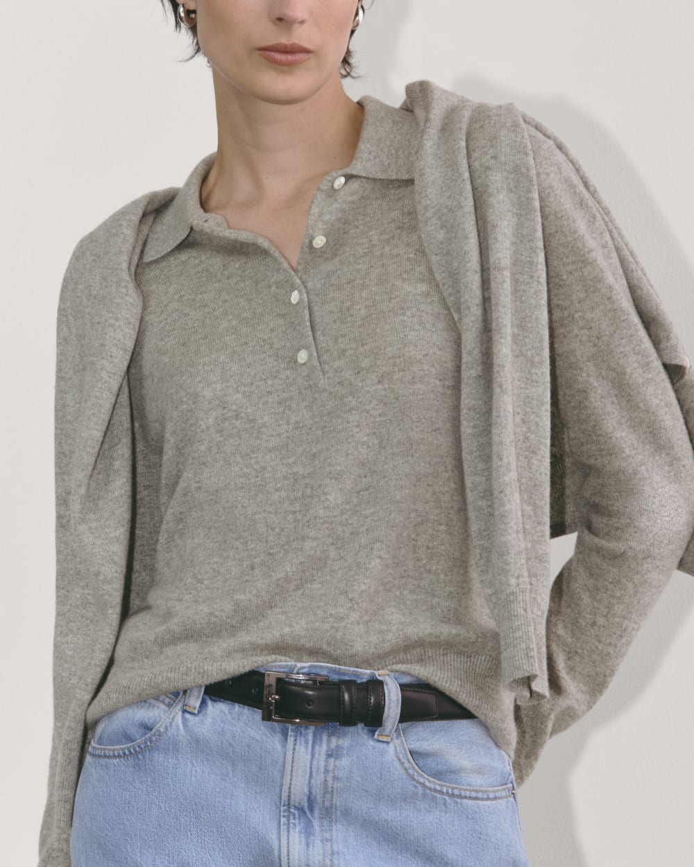 The Classic Polo in Cashmere | Light Heather Grey