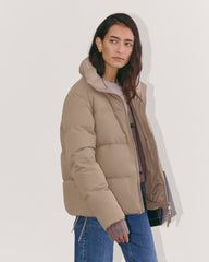 The Puffer Bomber | Taupe Grey