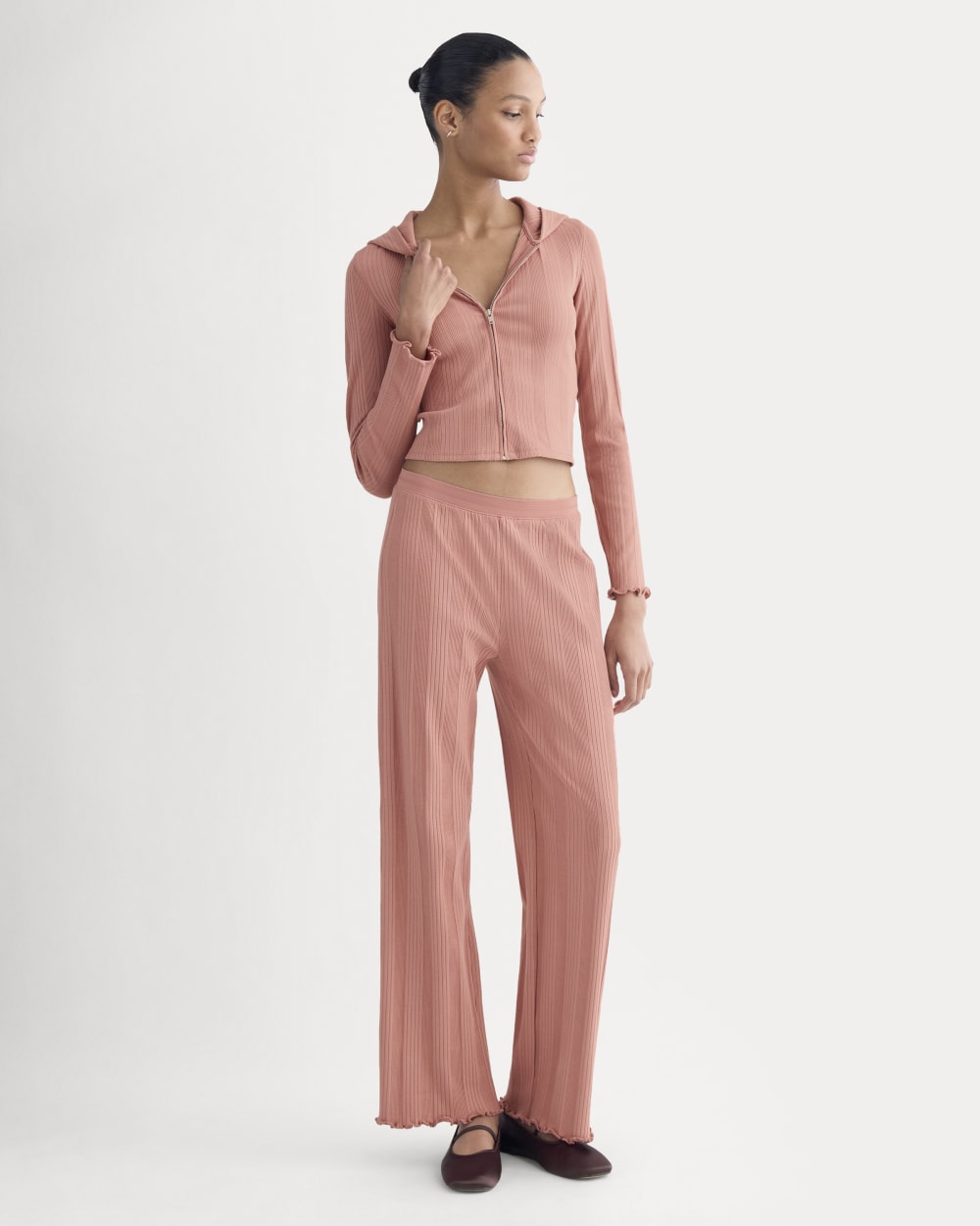 Lounge Rib Hoodie | Ash Rose