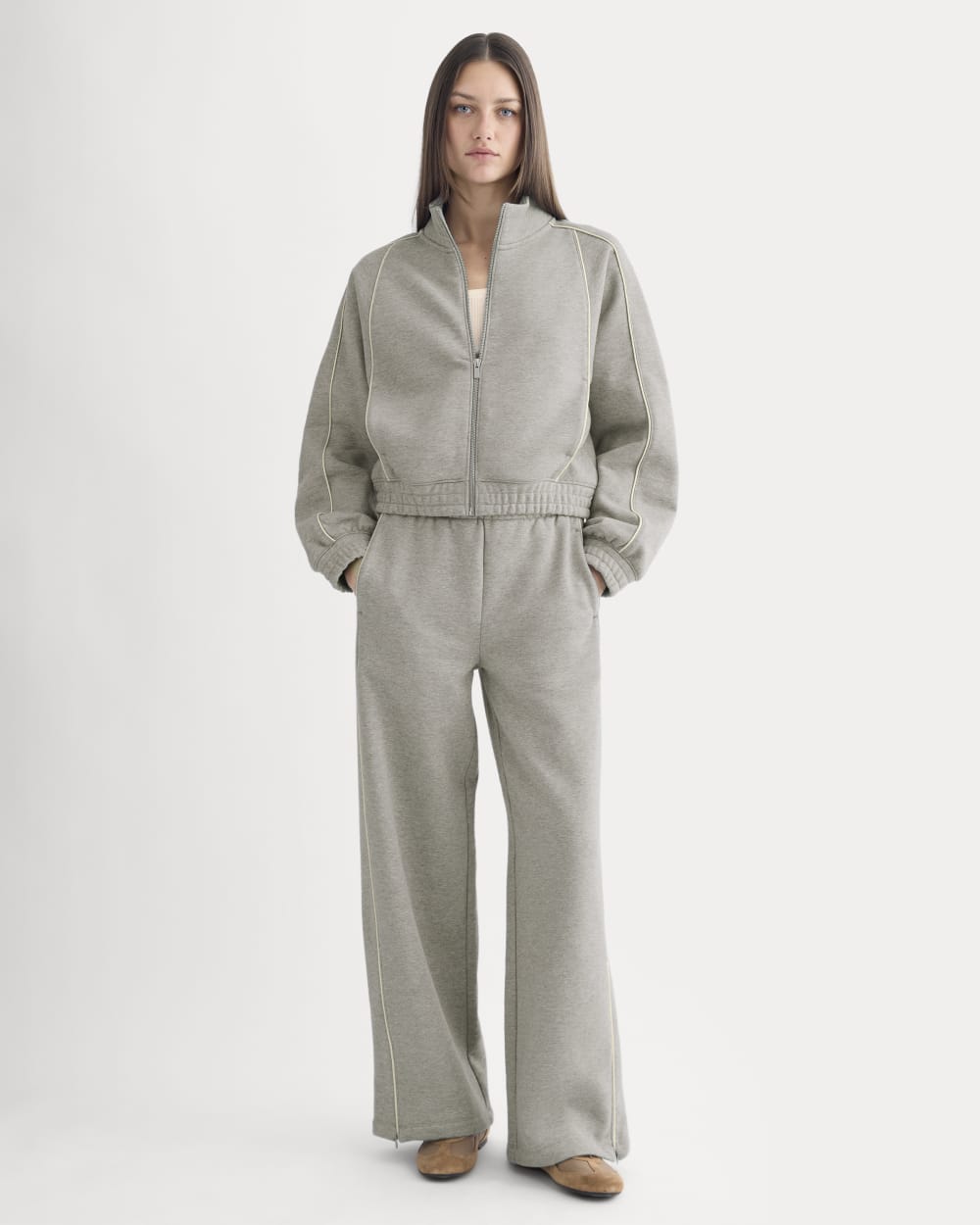 Luxe Fleece Track Jacket | Vintage Heather Grey