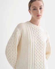 Cable Sweater in Luxe Merino | Bone