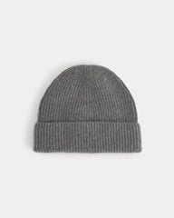 The Cashmere Ribbed Beanie | Heather Charcoal