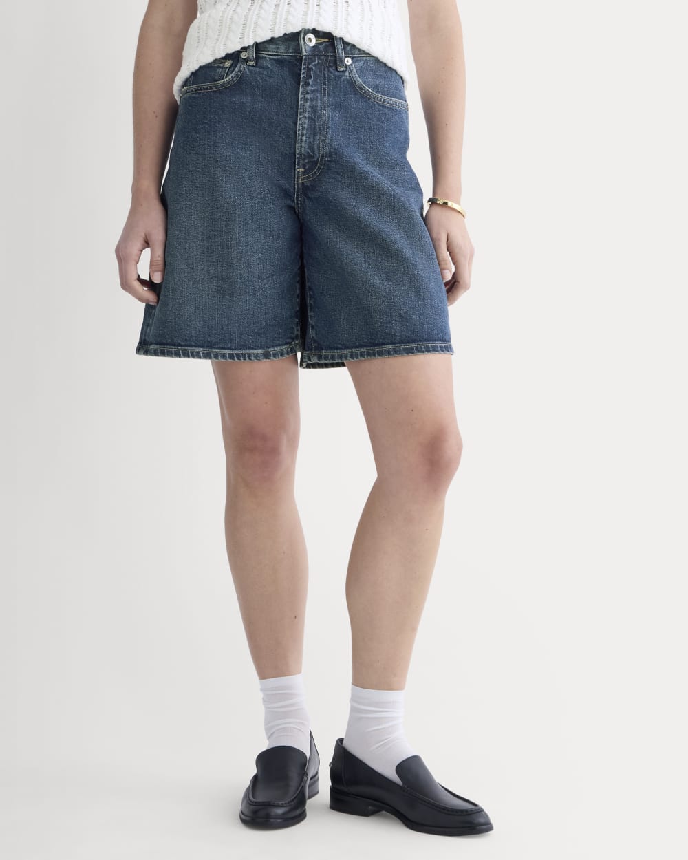 The Long A-Line Denim Short | Dark Indigo