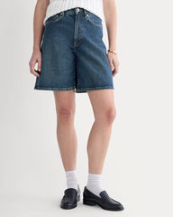 The Long A-Line Denim Short | Dark Indigo