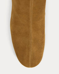 Leather Curved-Heel Boot | Dark Chocolate