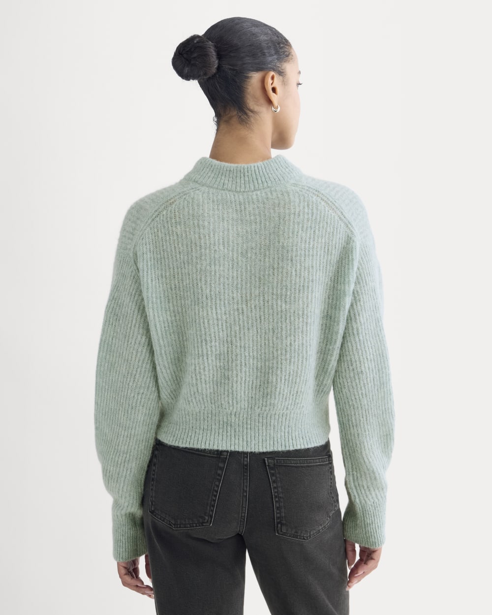 Cropped Cocoon Sweater in Alpaca | Heather Gray Mist