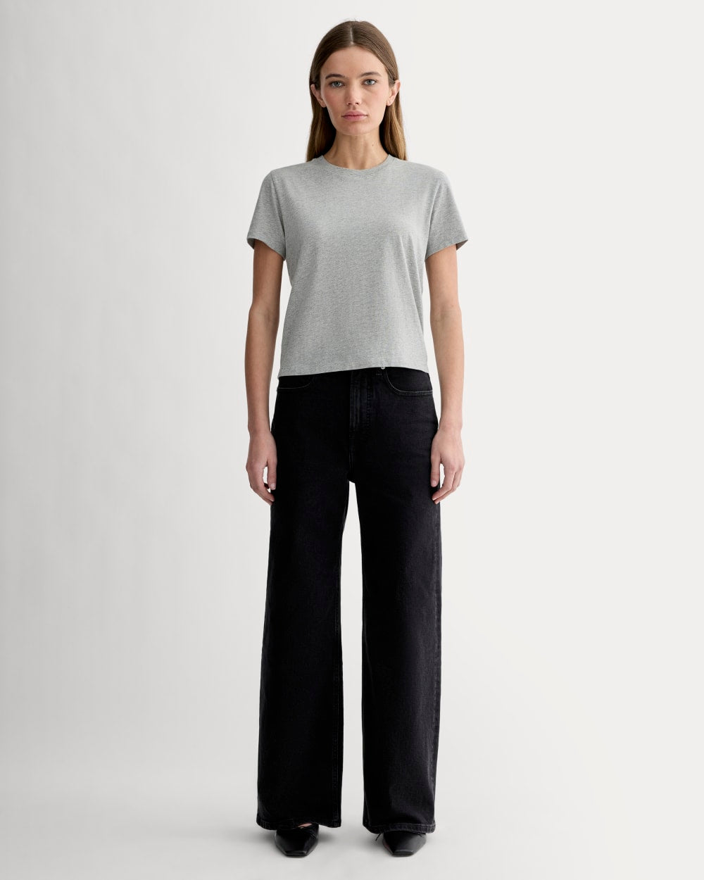 The Box-Cut Tee in Essential Cotton |  Heathered Grey | No Pocket