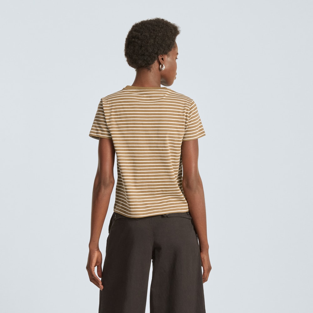 The Box-Cut Tee in Essential Cotton | Olive / Tan | No Pocket