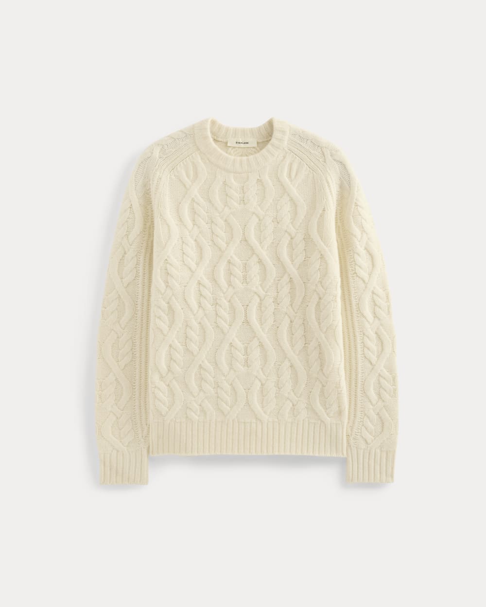 Cable Knit Crew in Luxe Merino | Bone