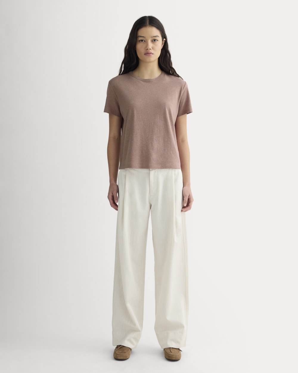 The Box-Cut Tee in Cotton Linen | Rose Dusk