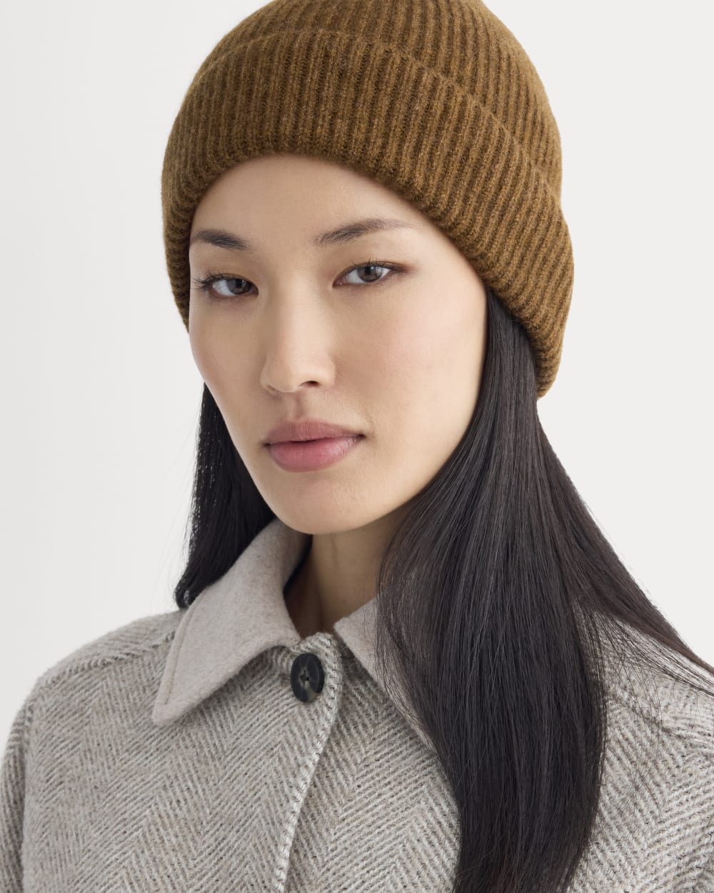 The Cashmere Ribbed Beanie | Heathered Toffee