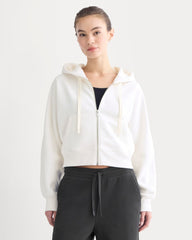 Luxe Fleece Full-Zip Cropped Hoodie | Bone