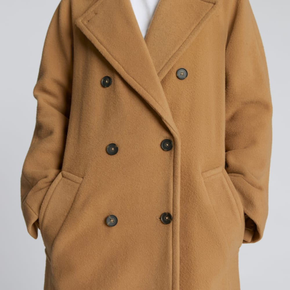 The Italian ReWool® Long Peacoat | Camel