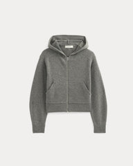 Full-Zip Hoodie in Wool Cashmere | Heather Charcoal