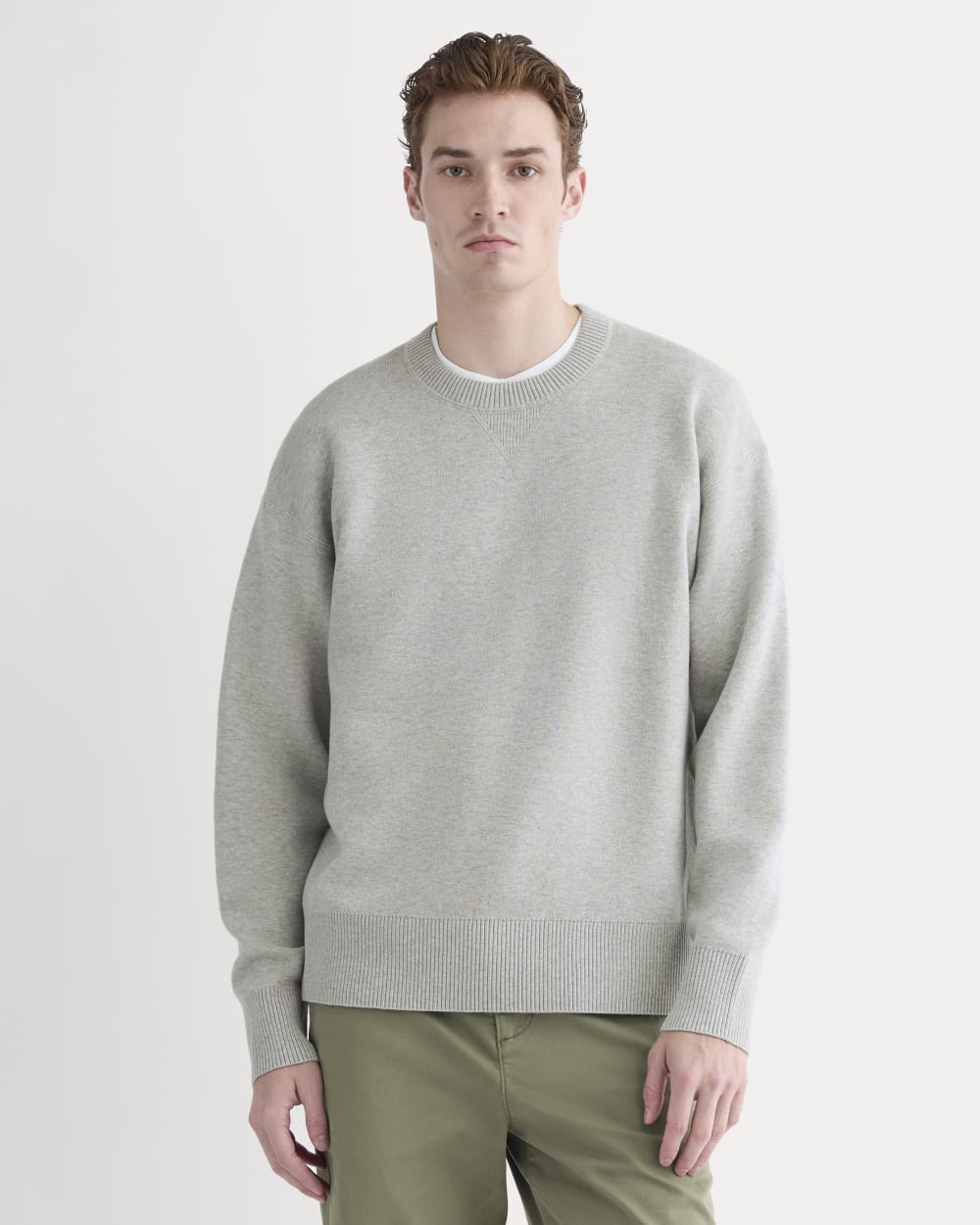 Luxe Merino Double-Knit Sweater |  Heathered Grey