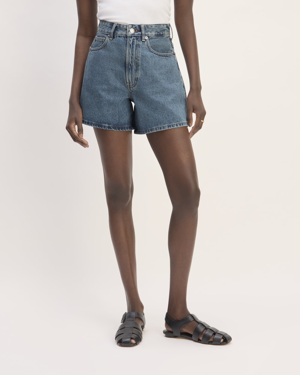 The A-Line Denim Short | Mid Blue