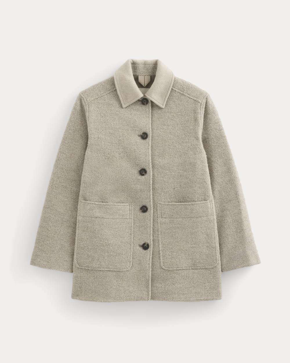 Italian Car Coat | Taupe Herringbone
