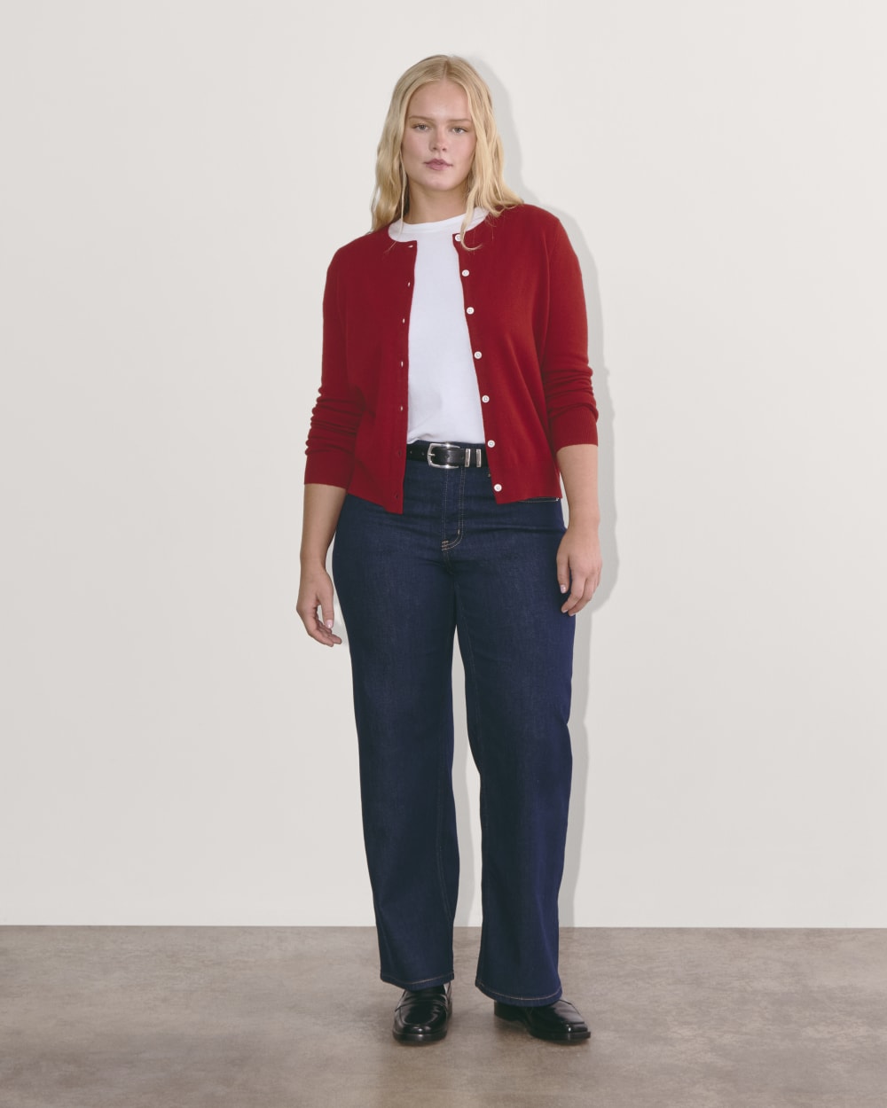 The Classic Cardigan in Cashmere | Berry Red