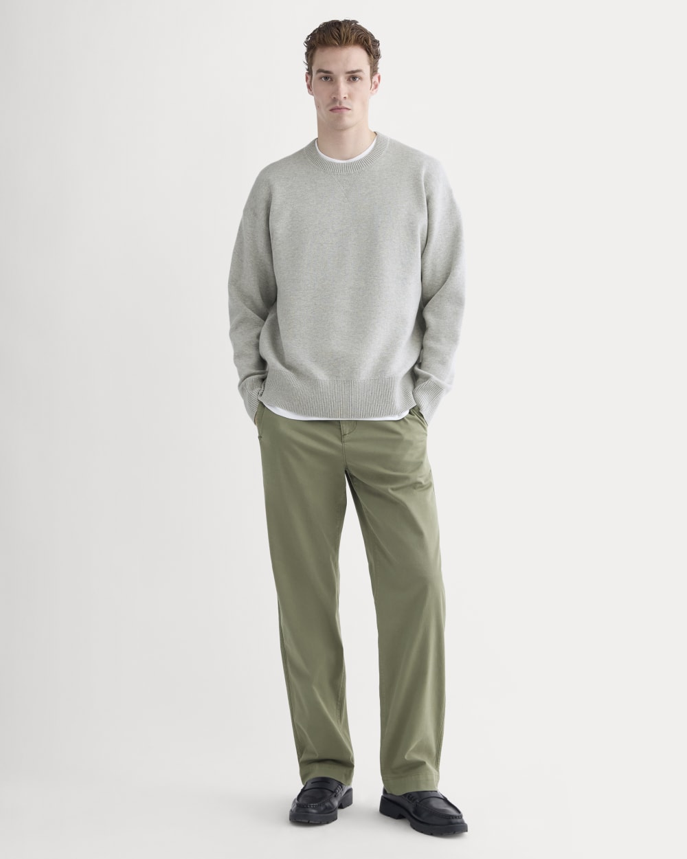 Luxe Merino Double-Knit Sweater |  Heathered Grey