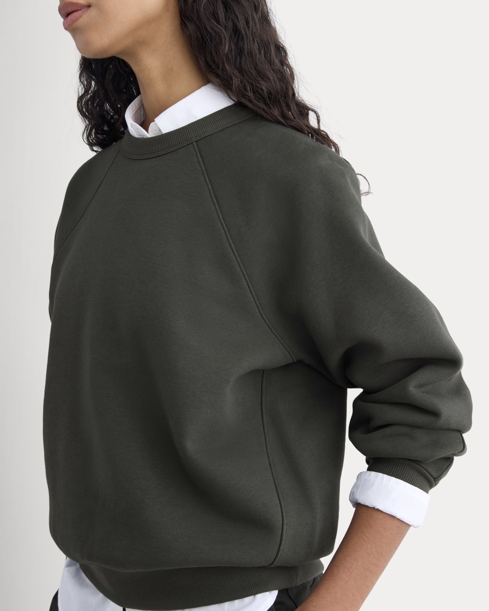 Luxe Fleece Raglan Crewneck | Washed Black