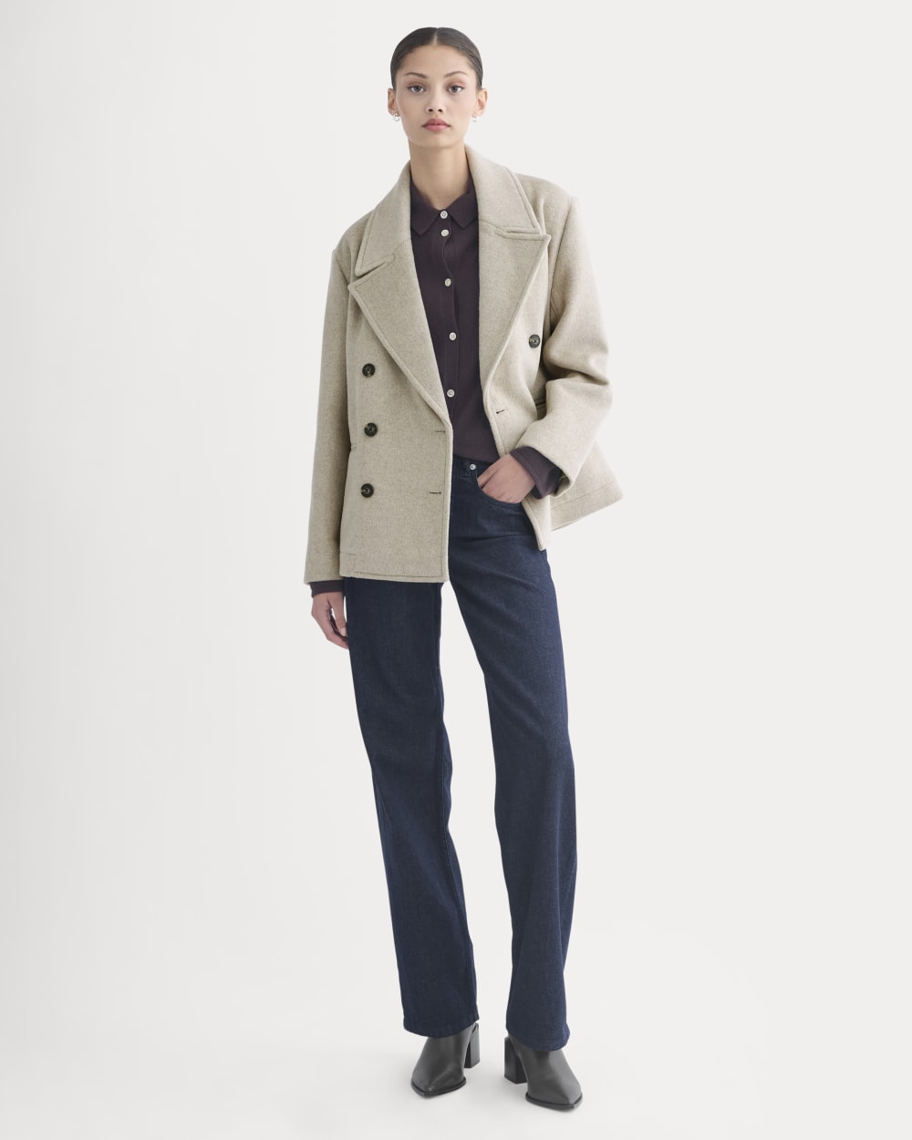 ReWool Short Peacoat | Heather Wheat