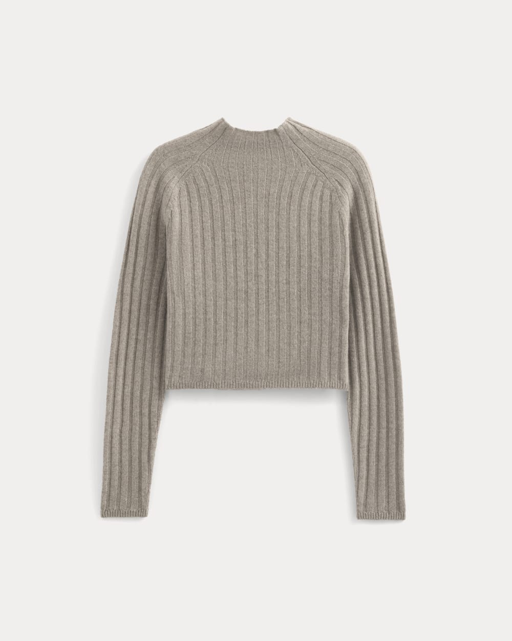Funnel-Neck Cropped Sweater in Wool Cashmere | Oatmeal