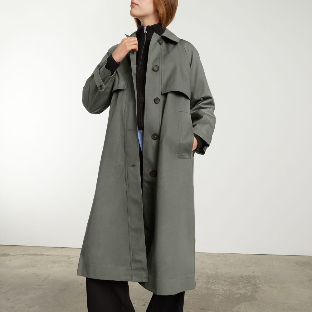 The Long Mac Coat | Pewter Green
