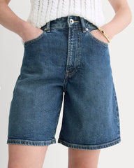 The Long A-Line Denim Short | Dark Indigo