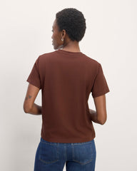 The Box-Cut Tee in Essential Cotton | Dark Mahogany | Pocket