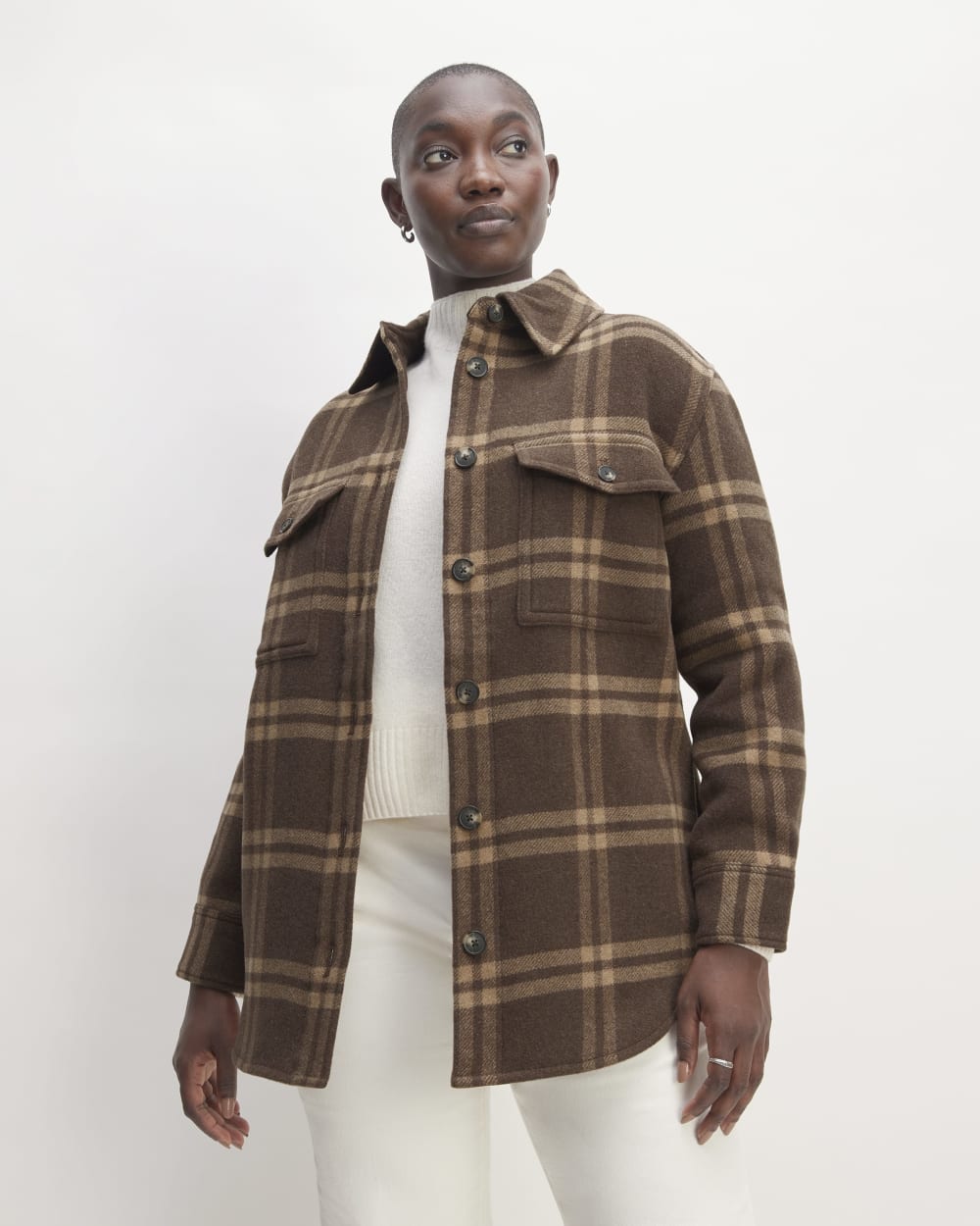 The Italian ReWool® Oversized Shirt Jacket | Brown / Camel