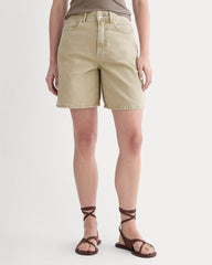 The Long A-Line Denim Short | Garment-Dyed Tan