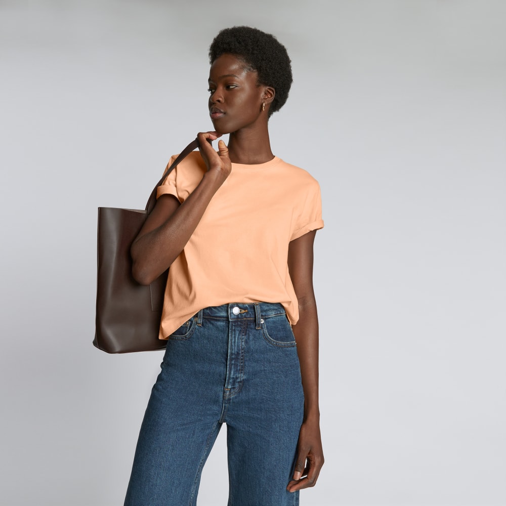 The Box-Cut Tee in Essential Cotton | Apricot | No Pocket